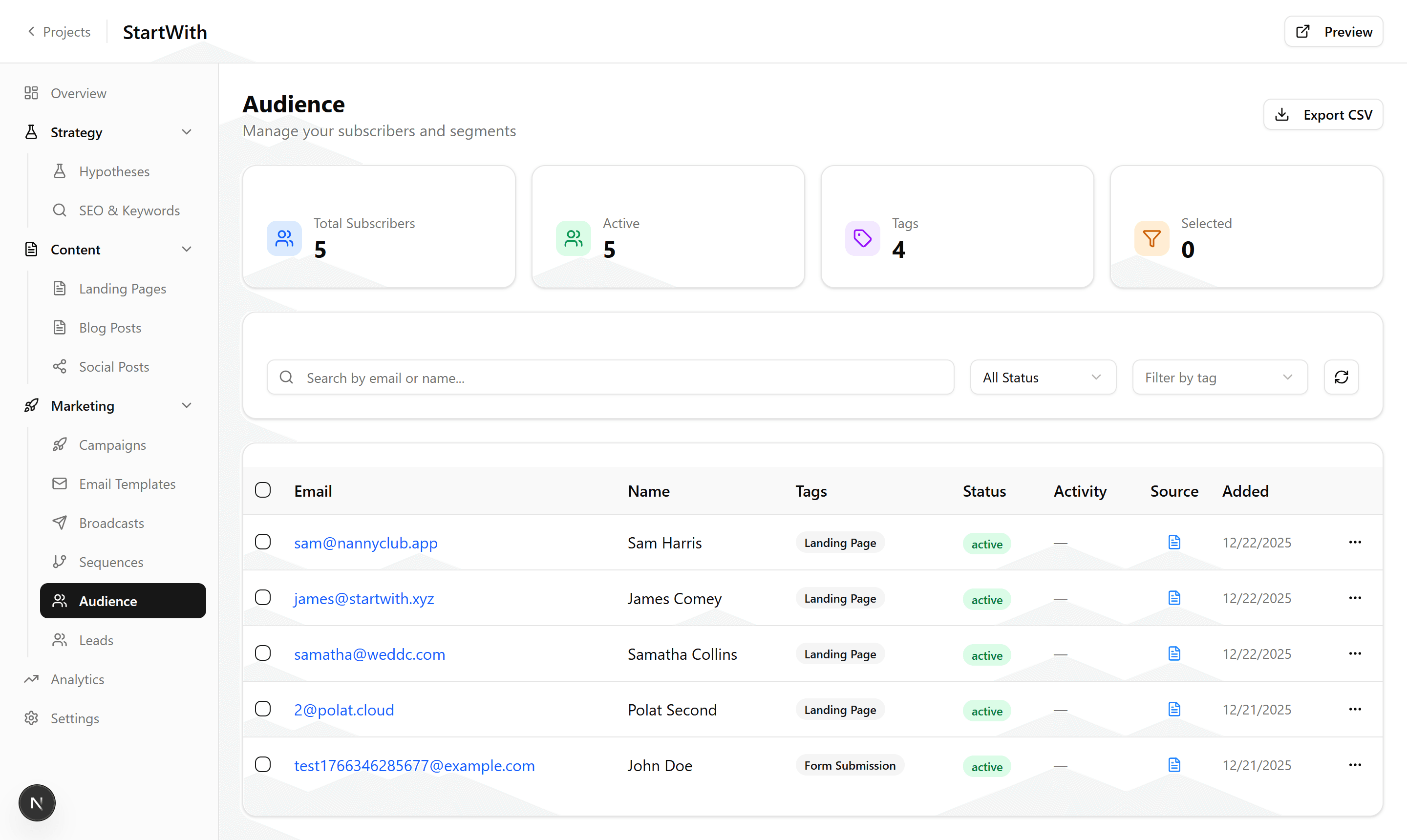 Streamlined Audience Management Dashboard